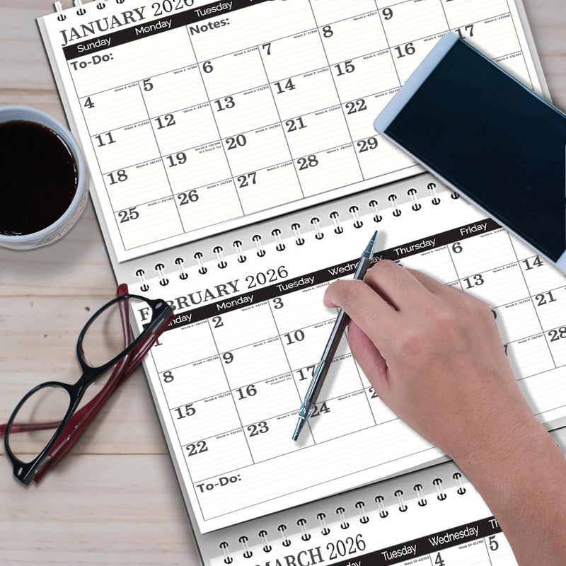 STRIVE ZEN 3 Month Calendar 2026-2027, Move-a-Page, Monthly, Vertical, January 26 - December 27, 11x25 In, Big Ruled Daily Blocks, Julian Days, Week Number, Minimalist, Busy Families, Office - Image 4